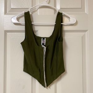 Olive Corset Crop Top